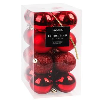 Koopman Set of Christmas Balls 5cm 16pcs Red - buy, prices for - photo 1