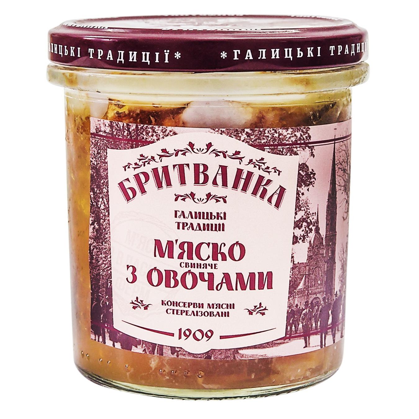 

Консервы мясная Бритванках Мяско свиное с овощами 310г