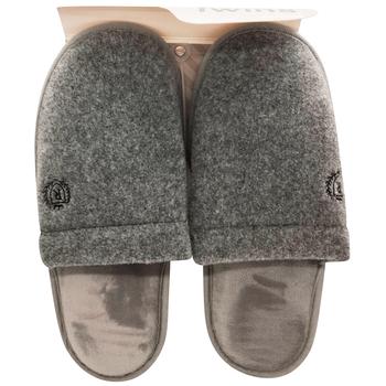 Twins 15901 HS-OZ Lama Gray Men's Slippers with Embroidery s.42/43