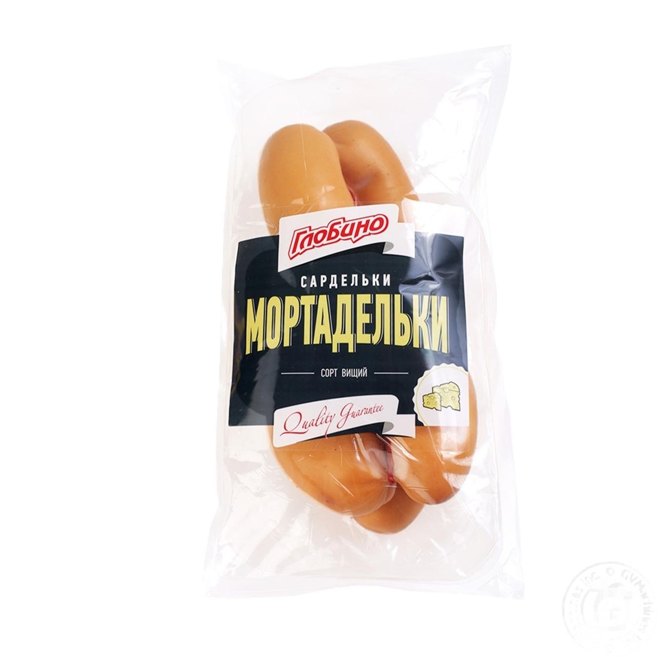 

Сардельки Глобино Мортадельки высшего сорта натуральная оболочка