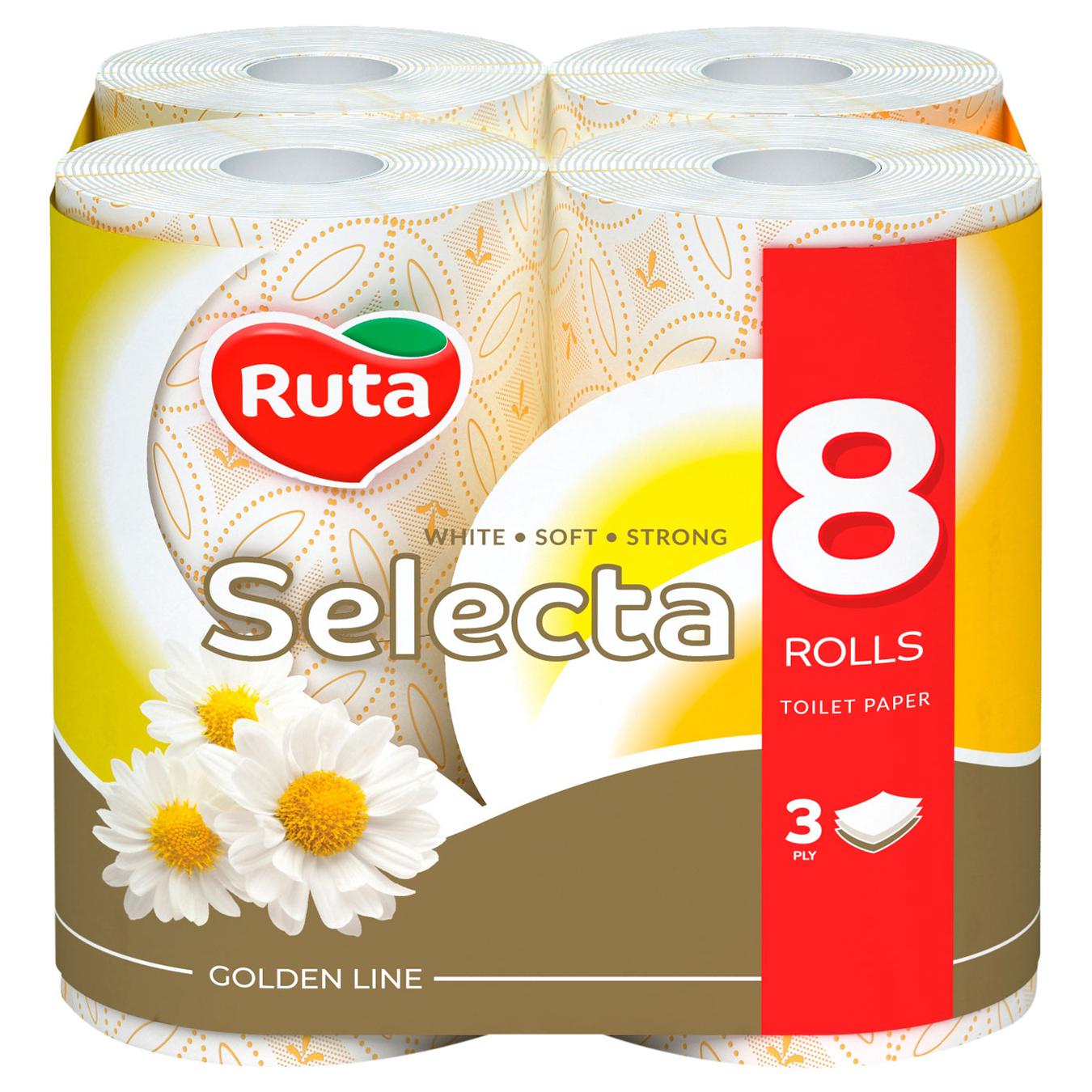 

Бумага туалетная Ruta Selecta Ромашка белая трехслойная 8шт