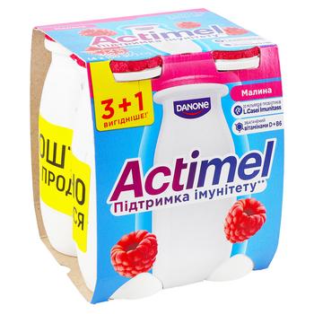 Продукт кисломолочный Actimel Малина 1,4% 100г х 4шт - купити, ціни на NOVUS - фото 1