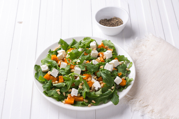  Pumpkin salad with arugula and feta cheese