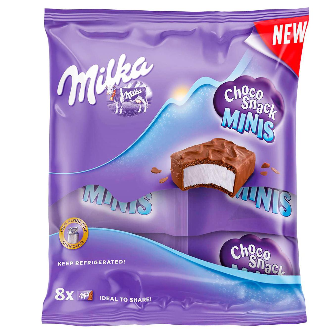 

Пирожное Milka Choco Snack Minis бисквитное с кремом в молочном шоколаде 8х15г