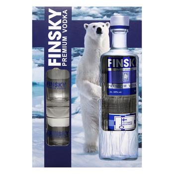 Finsky Premium Vodka 40% 0.5l + 2 Glass Set - buy, prices for COSMOS - photo 1