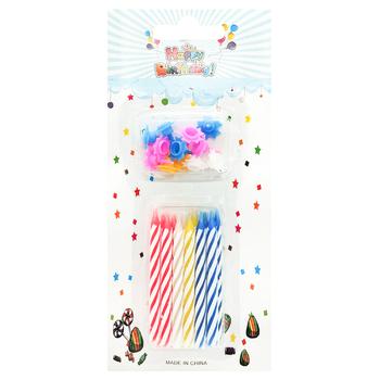 Свічки для торту різнокольорові з підставками 12шт - купити, ціни на Таврія В - фото 1