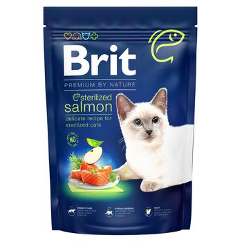 Корм сухой Brit Premium с лососем для стерелизованных кошек 1,5кг - купить, цены на Auchan - фото 1