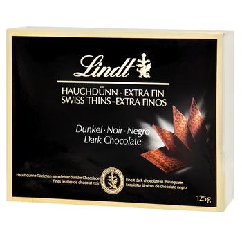 Шоколад черный Lindt в тонких пластинках 125г - купить, цены на ULTRAMARKET - фото 1