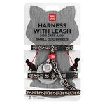 Шлея з повідцем для котів та собак дрібних порід Waudog з QR-паспортом XS 122см/20мм, шия 20-30см, груди 25-40см з малюнком леопард