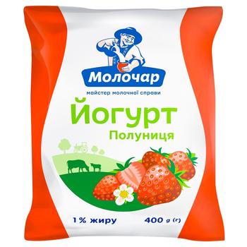 Йогурт Молочар клубника 1% 400г - купить, цены на ЕКО Маркет - фото 1