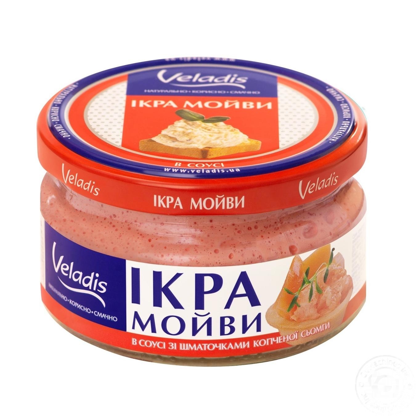 

Икра Мойвы в соусе с кусочками копченой семги Veladis 180г