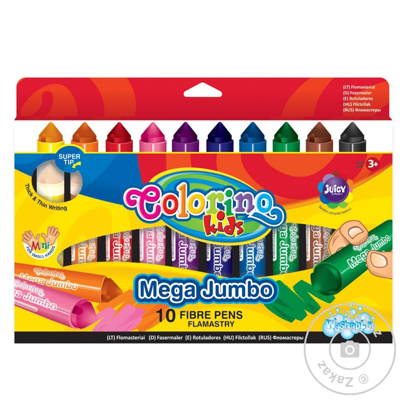 

Фломастери COLORINO Mega Jumbo 10 кол.лоток Арт.32124PTR