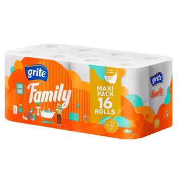 Grite Family Decor 150 Tears 3 Layers Toilet Paper 16pcs - buy, prices for Auchan - photo 2