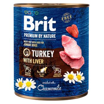 Brit Premium Wet Food with Turkey and Liver for Puppies and Young Dogs of All Breeds 800g