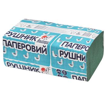 Полотенца бумажные Альбатрос V-сложение зеленые 160шт - купить, цены на Идеал - фото 1