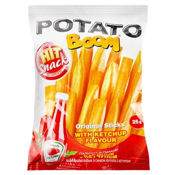 Палички Potato Boom оригінальні зі смаком картоплі з кетчупом 25г