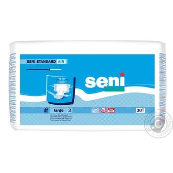 Подгузники Seni Standard Air для взрослых Large 3 (100-150 см) 6 капелек 30шт