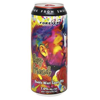 Пиво Forever BoyFriend Double West Coast IPA светлое нефильтрованное 7% 0,5л - купить, цены на Auchan - фото 1