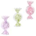 Подвеска на елку Конфета Прозрачная украшенная пластиковая 12х6см