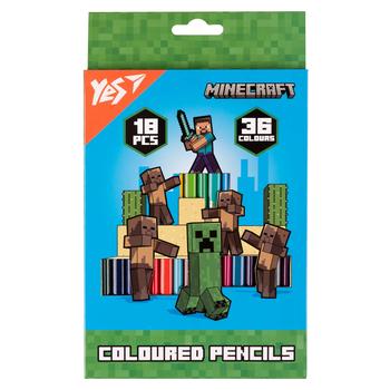 Карандаши цветные Yes Minecraft Heroes 36 цветов 18шт