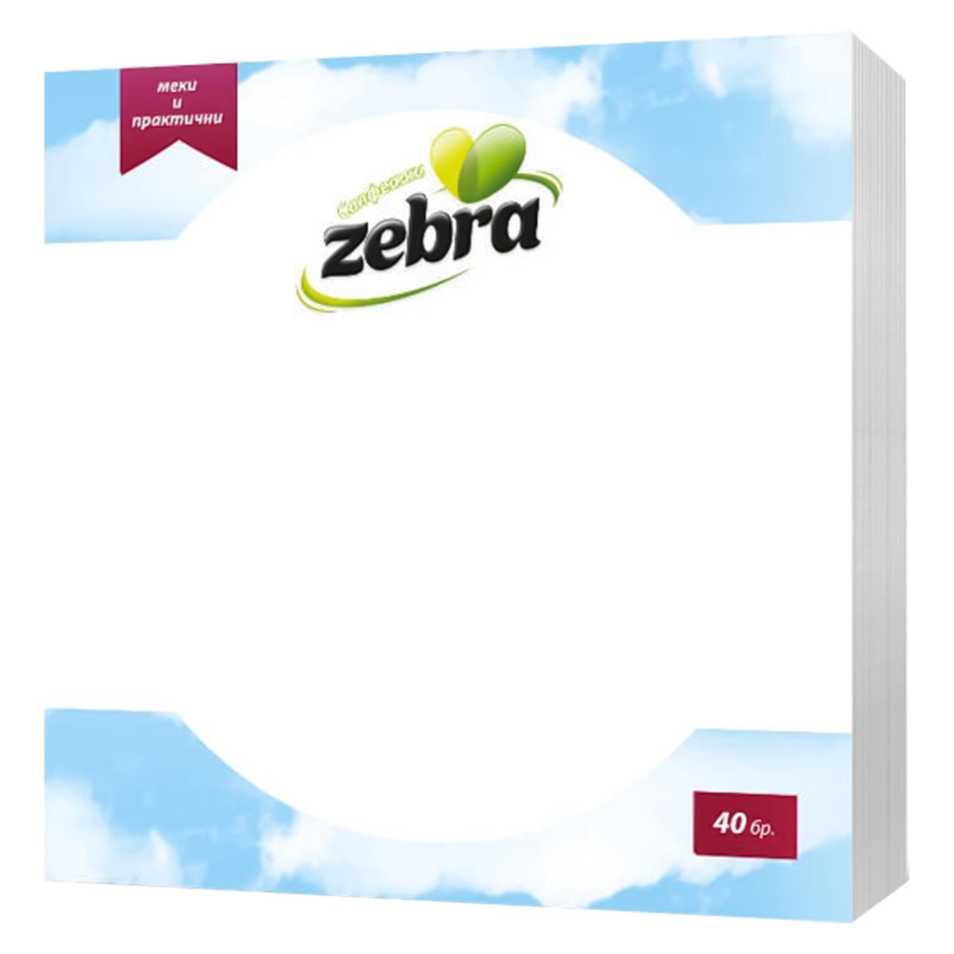 

Салфетки Zebra белые 33х33 40шт