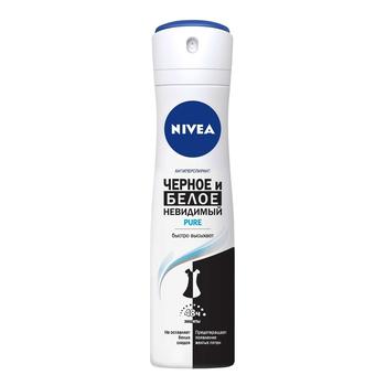 Антиперспирант Nivea Invisible Pure Черное и белое 150мл - купить, цены на МегаМаркет - фото 1