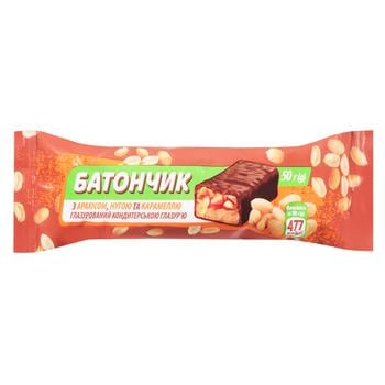 Subbota Glazed Bar with Peanuts, Nougat and Caramel 50g - buy, prices for Tavria V - photo 1