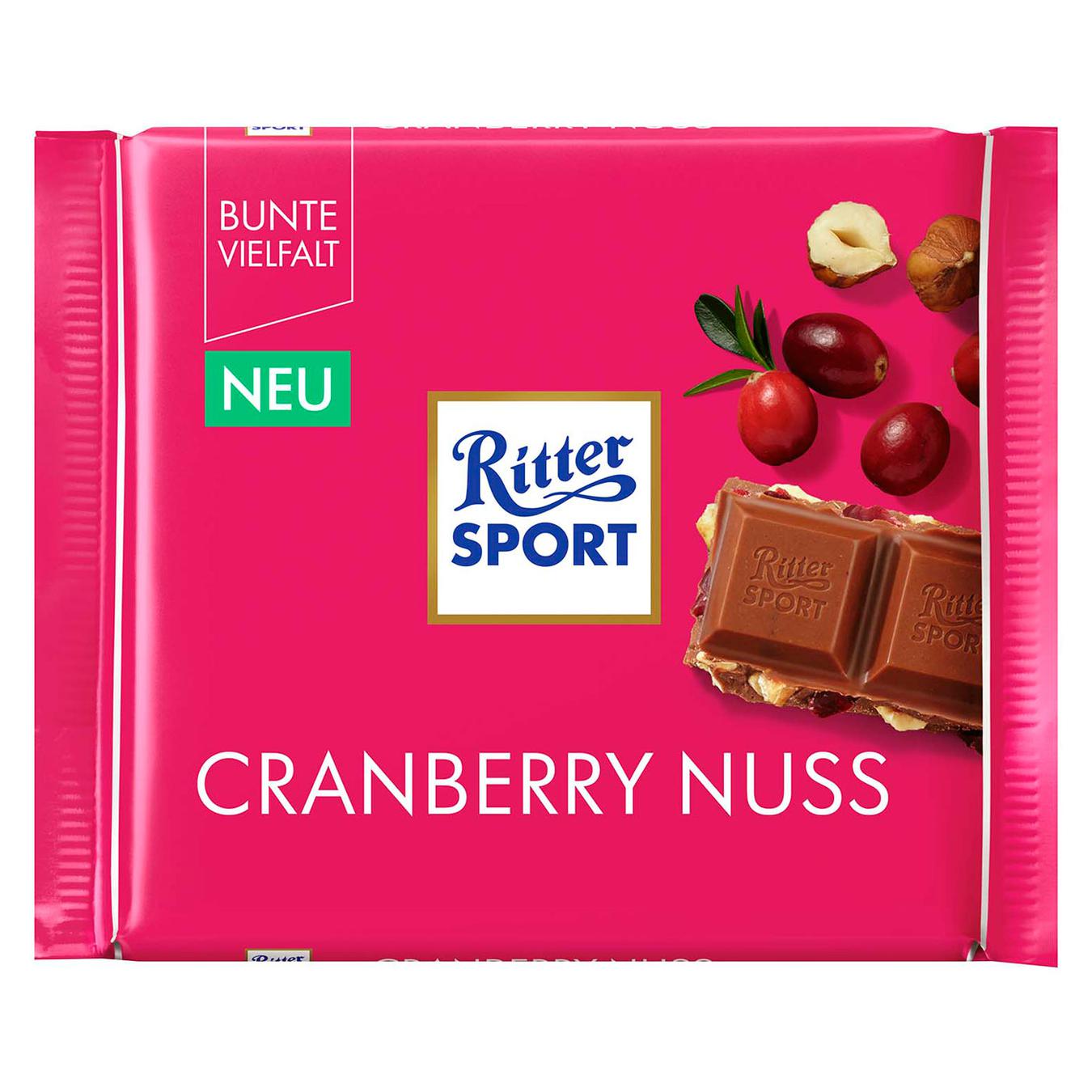 

Шоколад молочный Ritter Sport с клюквой и лесным орехом 100г