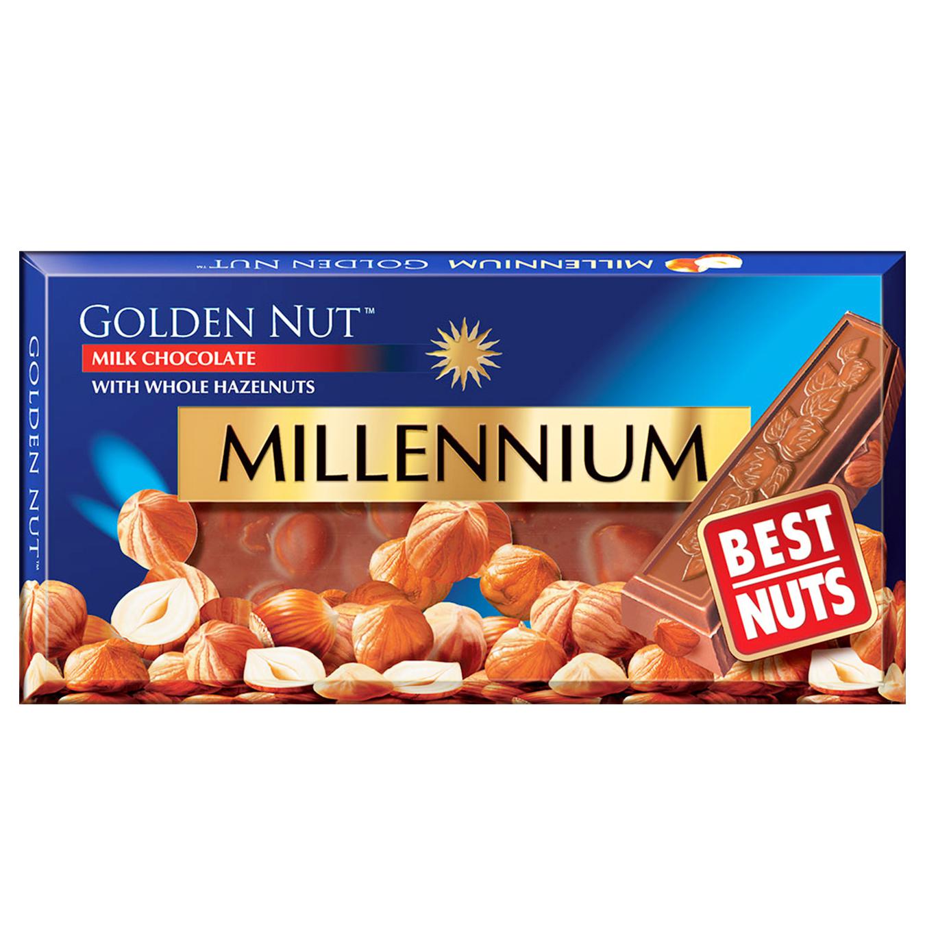 

Шоколад Millennium Golden Nut молочный с цельными лесными орехами 100г