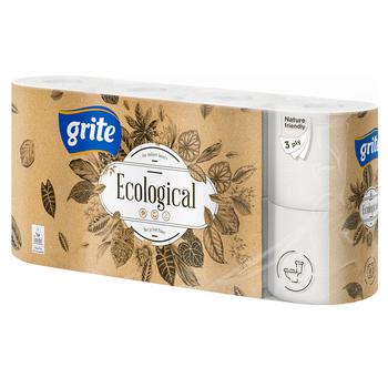 Туалетний папір Grite Plius Ecological 3-шаровий 8шт - купити, ціни на Auchan - фото 1