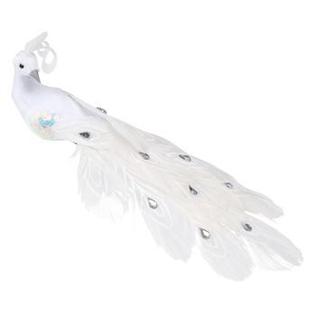 Koopman Peacock on a Clip Decoration 24cm White