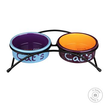 Ceramic bowls on the stand Trixie Eat on Feet 2 x 300 ml / 12 cm (multicolored) - 24791 - buy, prices for MasterZoo - photo 1