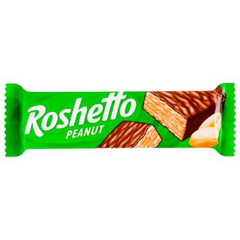 Батончик вафельный Roshen Roshetto с арахисом 34г - купить, цены на МегаМаркет - фото 1