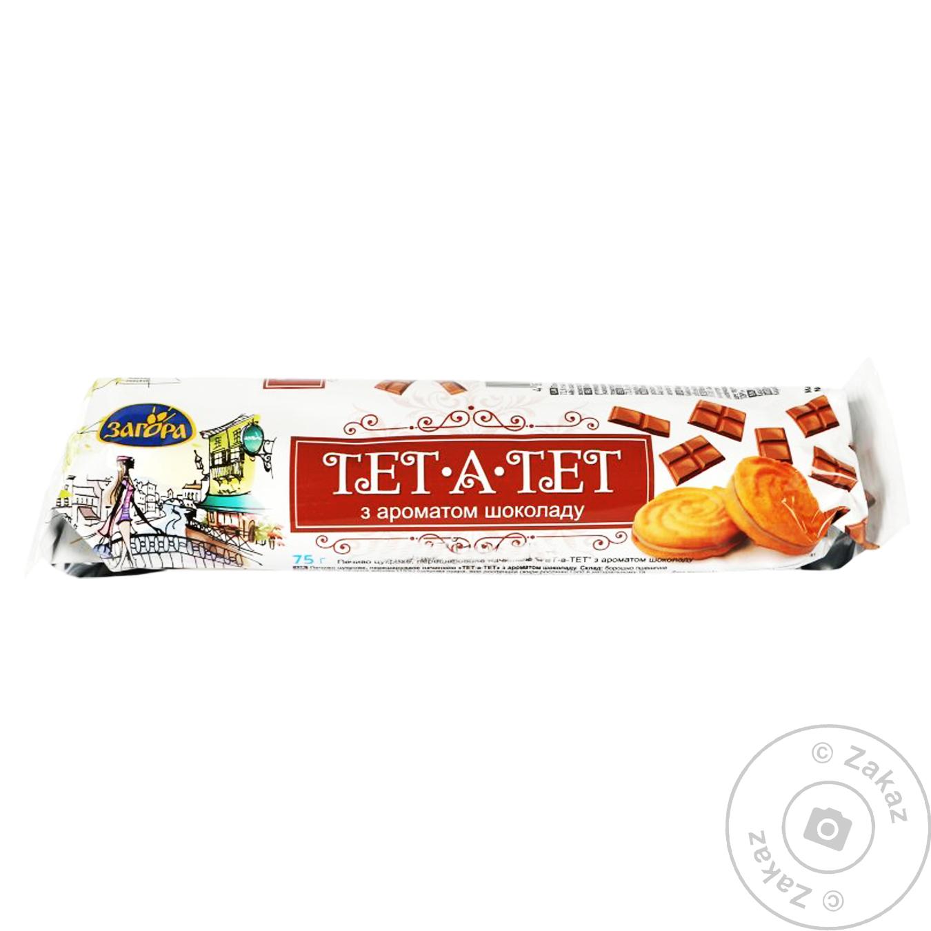 

Печенье Загора Тет-а-Тет сахарное переслоенное начинкой с ароматом шоколада 75г
