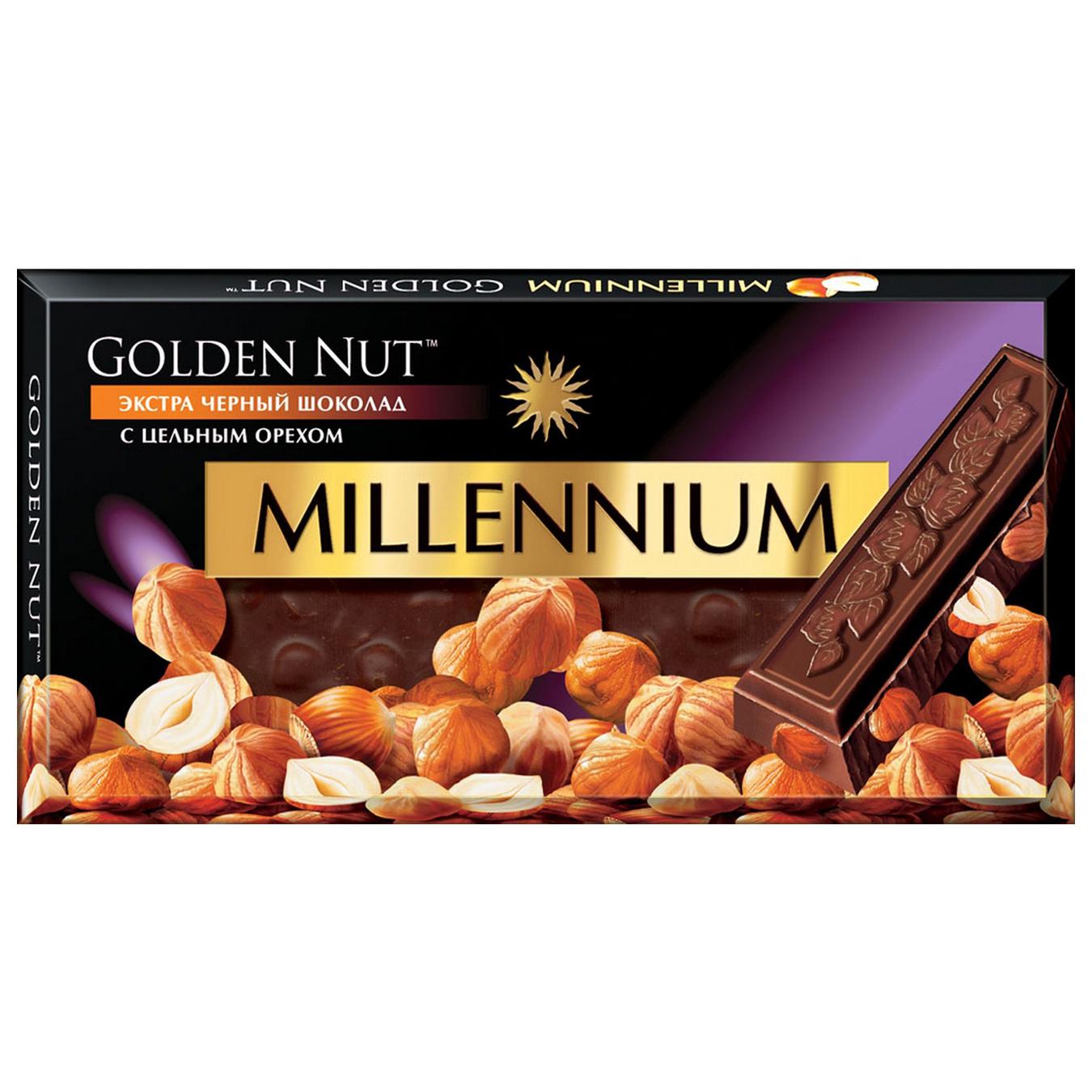 

Шоколад Millennium Golden Nut черный с цельными лесными орехами 90г