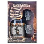 Ромовий напій Captain Morgan Spiced Black 40% 1л + 2 чарки