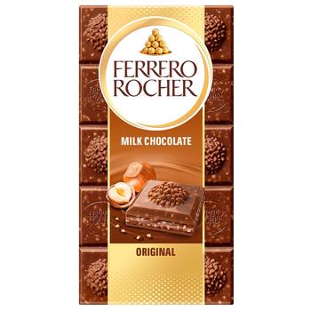 Шоколад молочний Ferrero Rocher з лісовими горіхами 90г