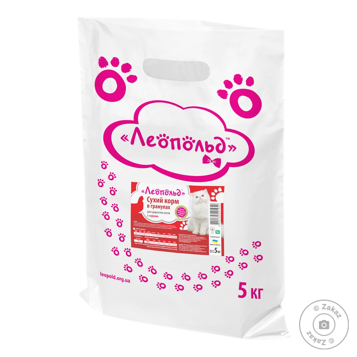 

Корм для котов Леопольд Сухой с курицей 5кг