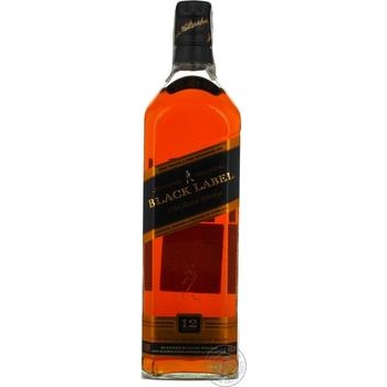 Whiskey Johnnie walker Black label black single malt 40% 12yrs 1000ml in a box Scotland England - buy, prices for MegaMarket - photo 1