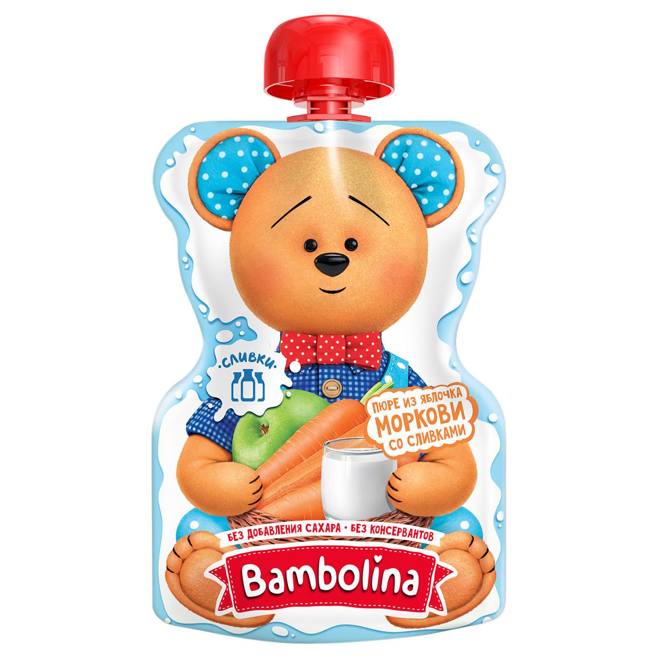 

Пюре Bambolina Яблоко-морковь-сливки для детей от 6мес 90г