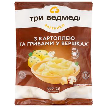 Вареники Три Медведя с картошкой и грибами 800г