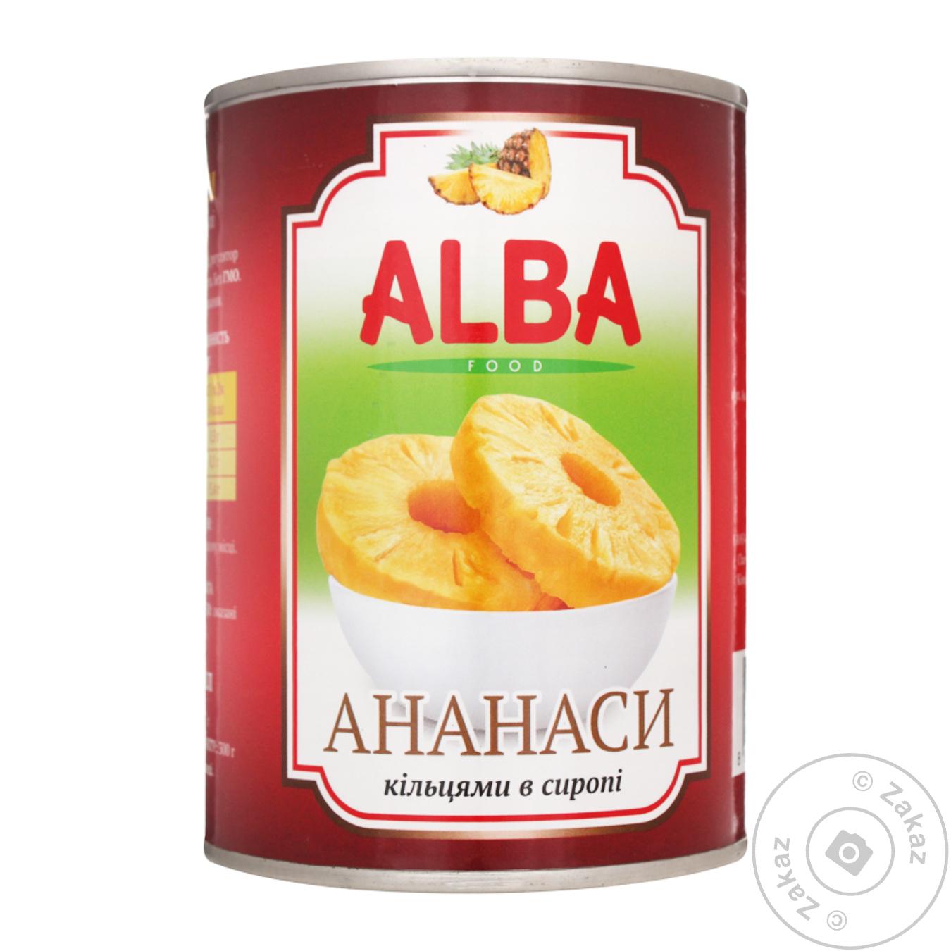 

Ананасы Alba Food кольцами в сиропе 580мл