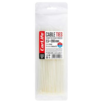 CarLife White Plastic Clamps 2.5*200mm 100pcs - buy, prices for Tavria V - photo 1