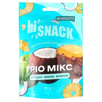 Чипси фруктові hiSnack Яблуко, кокос, ананас 40г - купити, ціни на NOVUS - фото 1