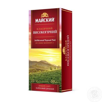 Чай чорний Майский класичний високогірний в пакетиках 25*2г купити, ціни на МегаМаркет - фото 1