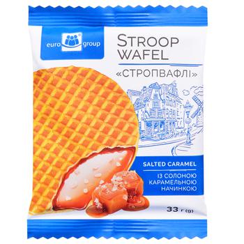 Eurogroup Waffles with Salted Caramel Filling 33g - buy, prices for Tavria V - photo 1