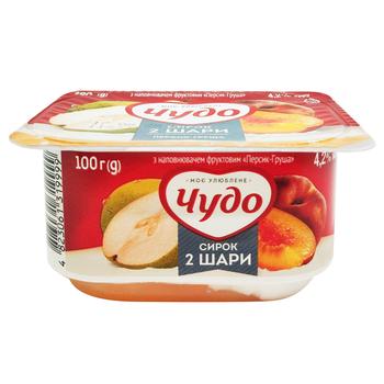 Chudo Peach-Pear Two-Layer Curd Dessert 4.2% 100g - buy, prices for - photo 3