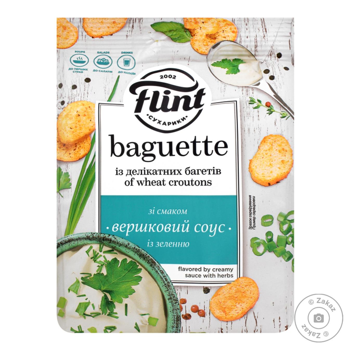 

Сухарики Flint Baguette пшеничные вкус сливочного соуса с зеленю 110г