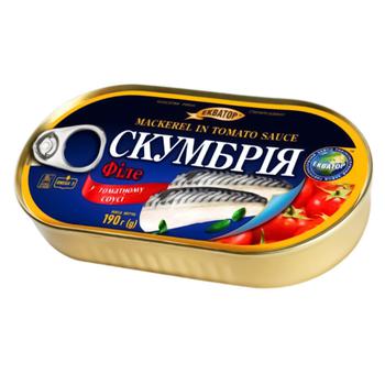 Ekvator Mackerel Fillet in Tomato Sauce 190g - buy, prices for Tavria V - photo 1