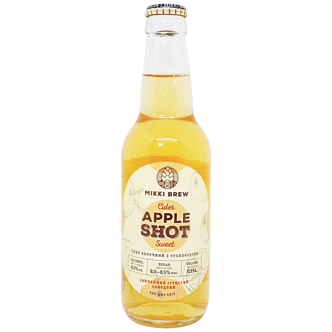 

Сидр Mikki Brew Apple Shot сладкий 6% 0,33л